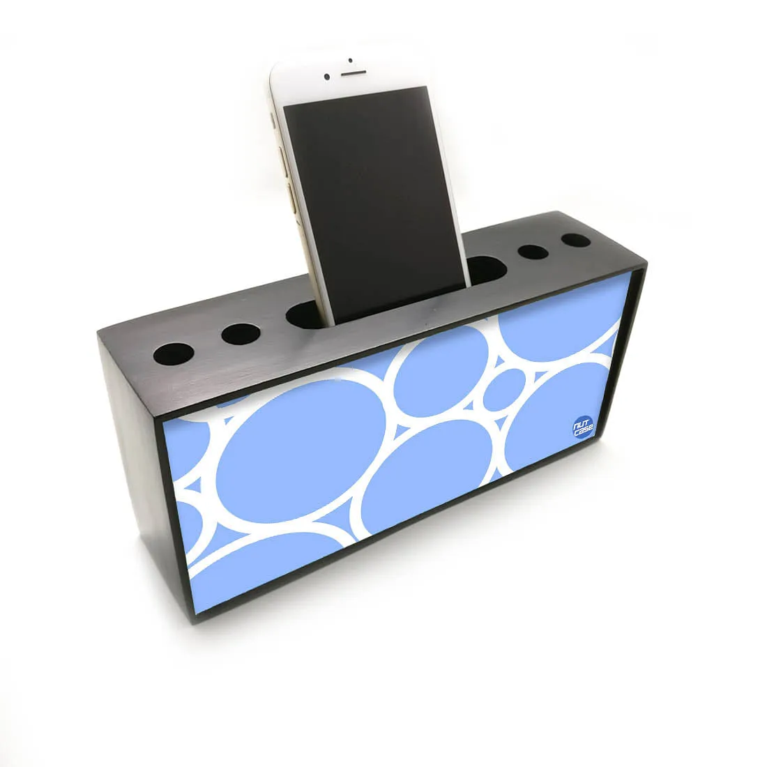 Pen Mobile Stand Holder Desk Organizer - Circles Blue