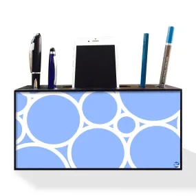 Pen Mobile Stand Holder Desk Organizer - Circles Blue