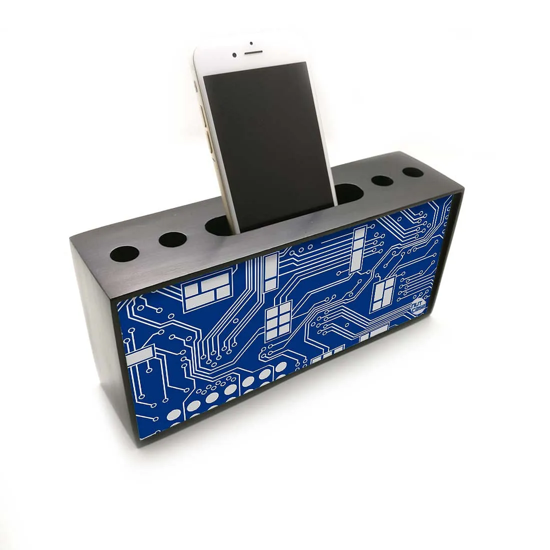 Pen Mobile Stand Holder Desk Organizer - Circuit Board Blue