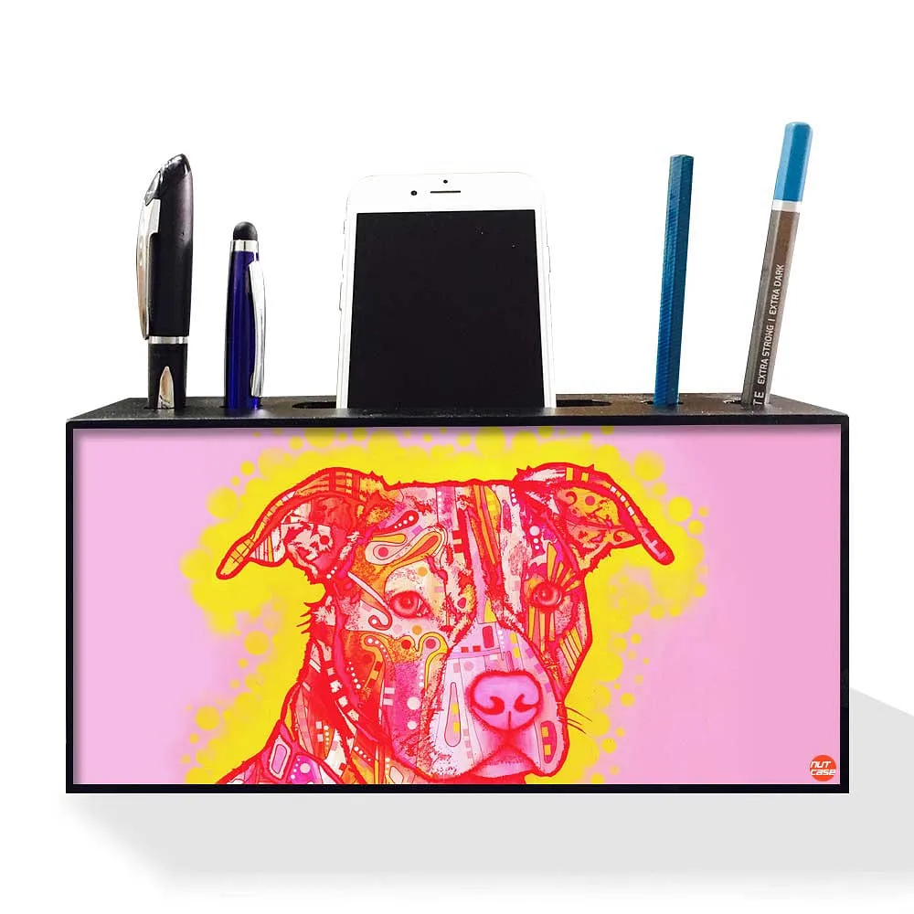 Pen Mobile Stand Holder Desk Organizer - Dog Pink