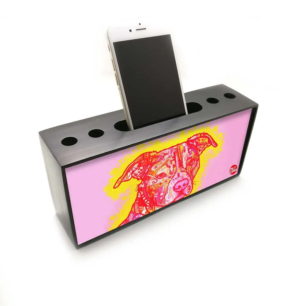 Pen Mobile Stand Holder Desk Organizer - Dog Pink