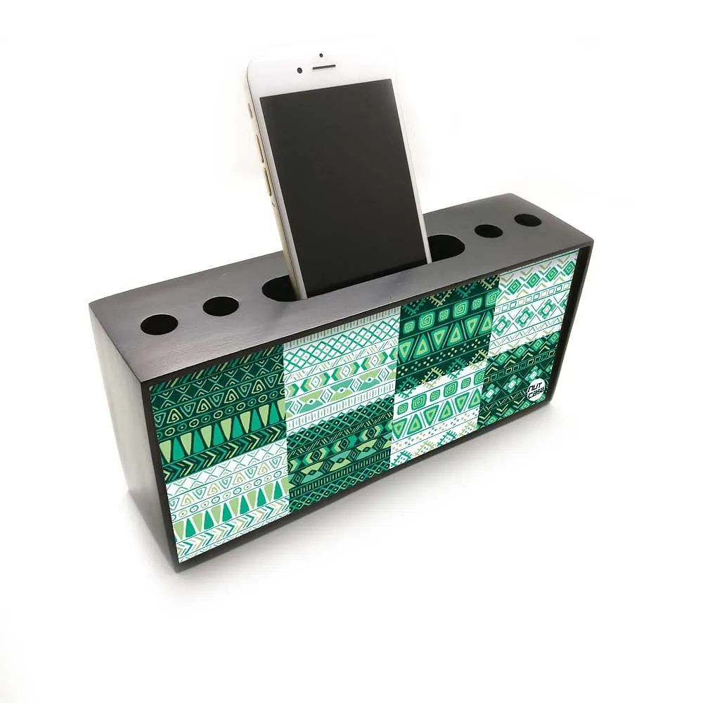 Pen Mobile Stand Holder Desk Organizer - Pattern Green