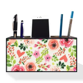 Pen Mobile Stand Holder Desk Organizer - Watercolor Flowers