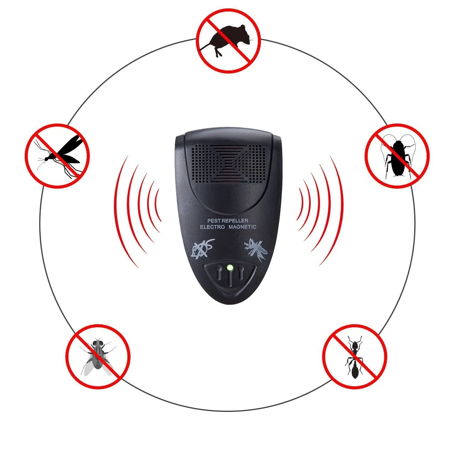 Pest Repellent, Electronic Ultrasonic Pest Repeller for Mice, Cockroaches, Mosquitoes,Spiders,Bed Bugs, Flies and more by Faladi Black (1)