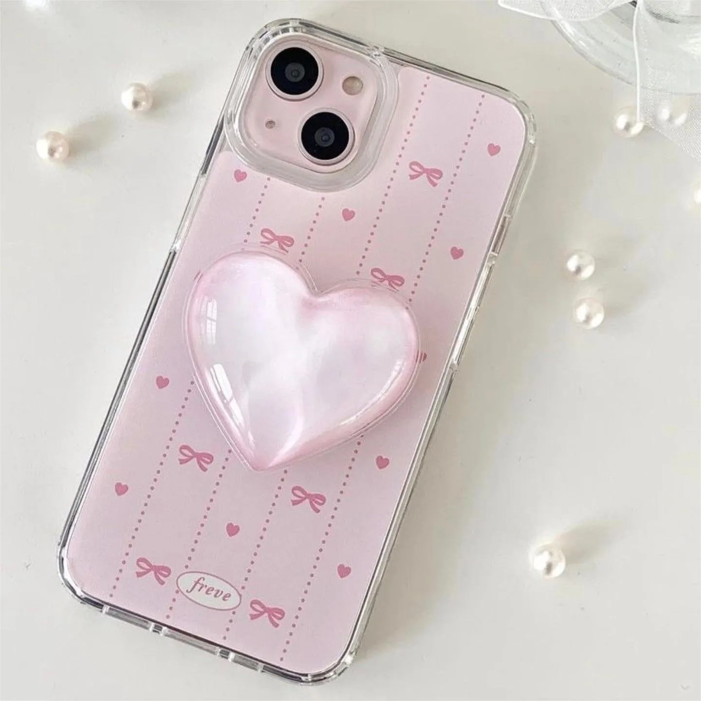 Pink Heart Stand iPhone Case