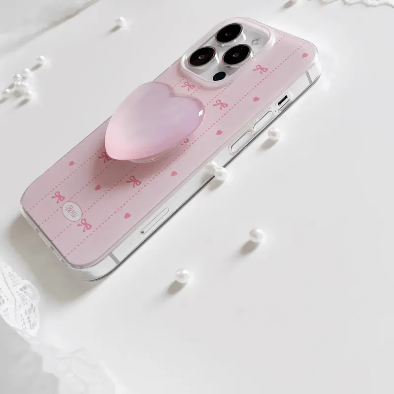 Pink Heart Stand iPhone Case