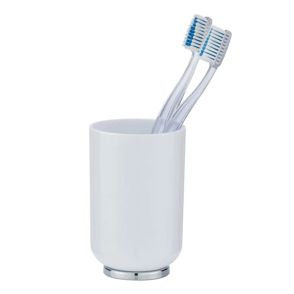 Posa Toothbrush Tumbler White & Chrome