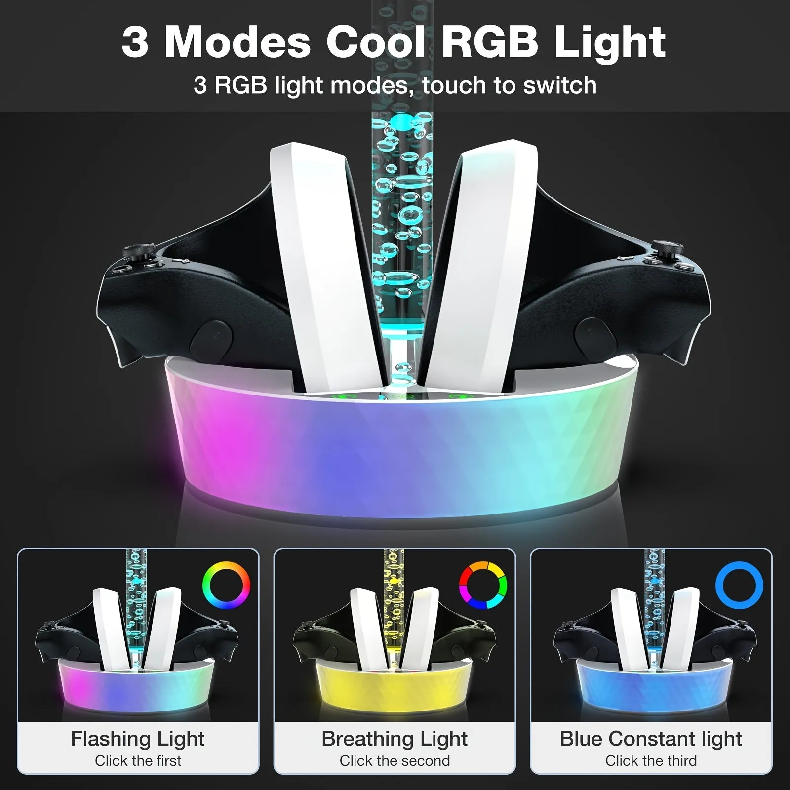 PSVR2 Controller Charging Station with RGB Light and Headset Display Stand