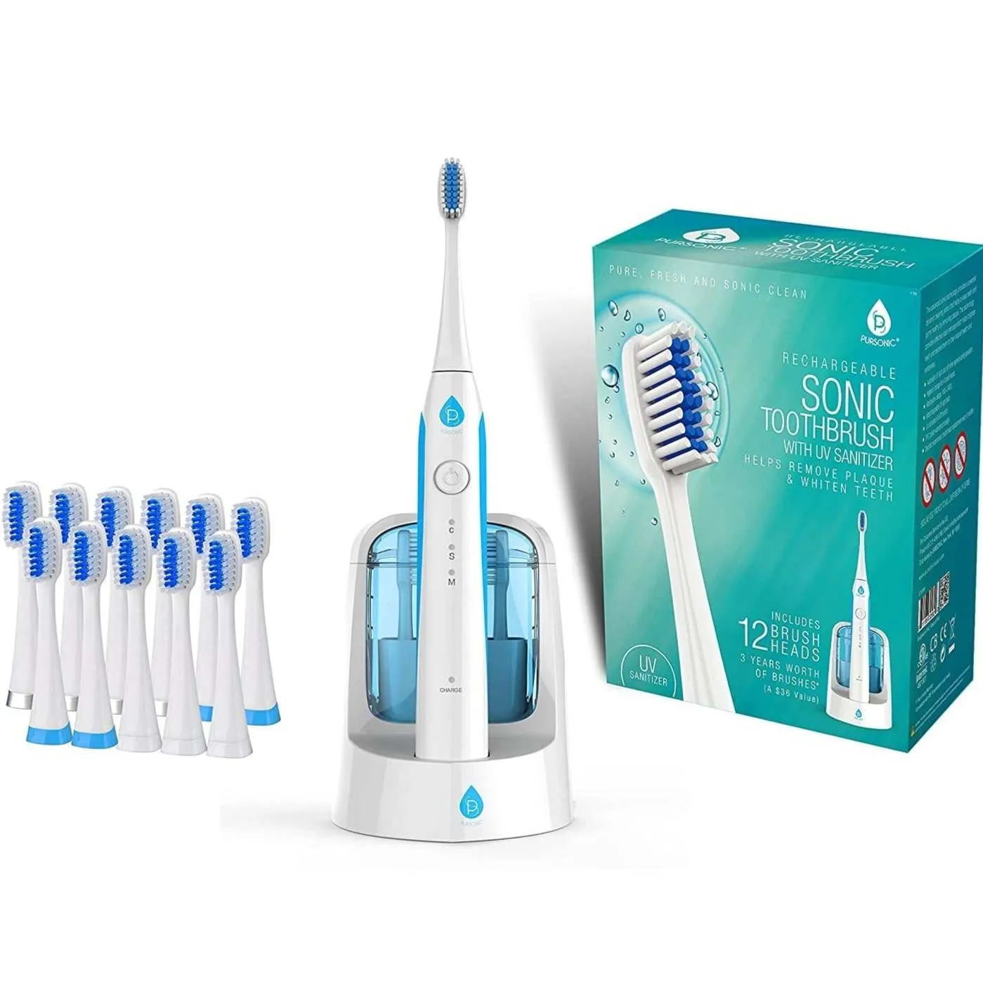 Pursonic Sonic Smart Series Rechargeable Toothbrush with UV Sanitizing