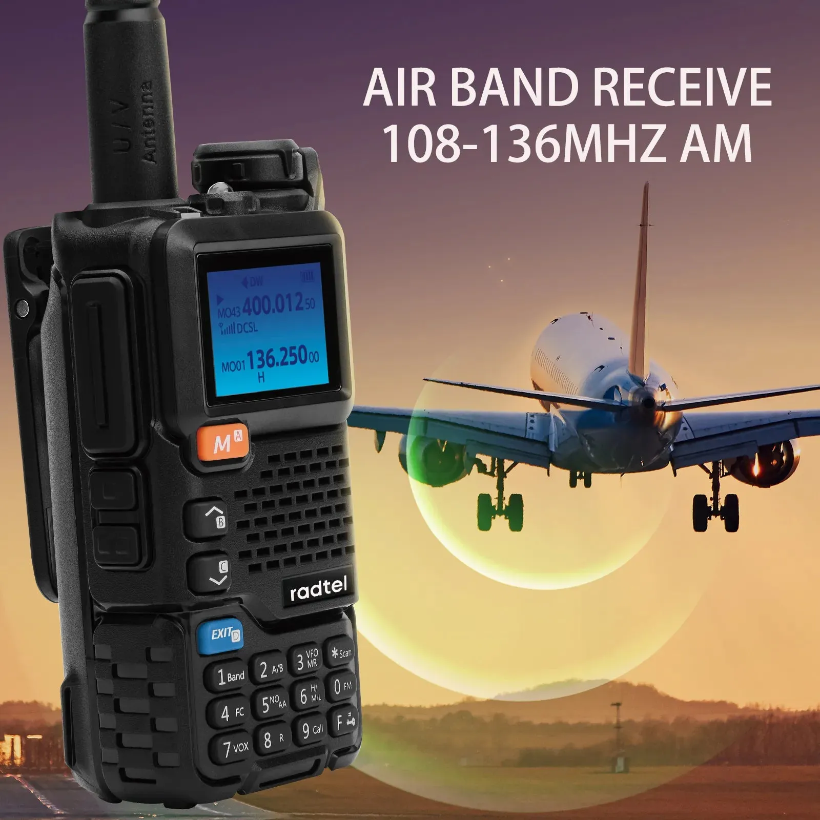 Radtel RT-600 Air Band Walkie Talkie Portable Am Fm Two Way Radio Commutator VHF Station K5 Receiver Ham Wireless Set Long Range