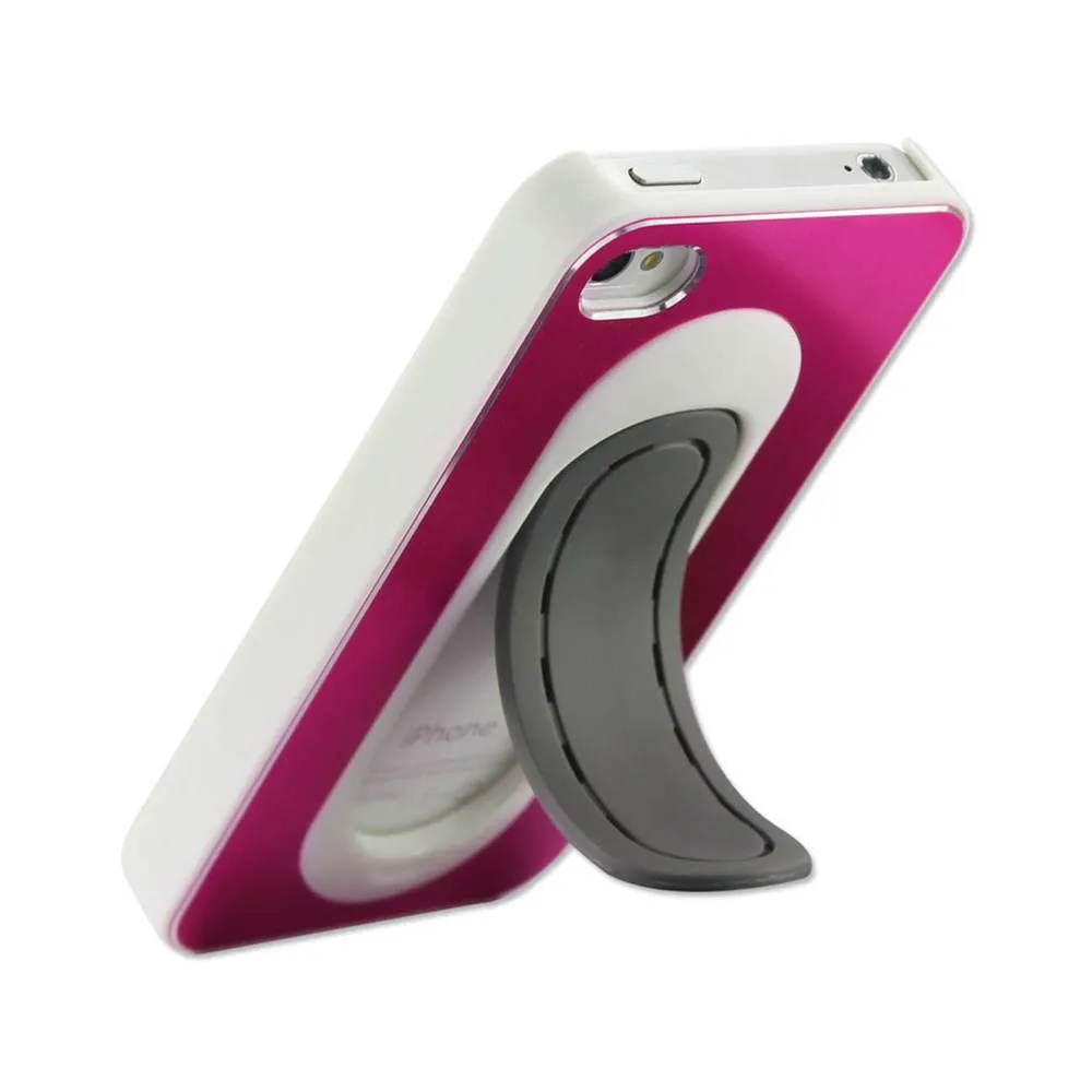 Reiko REIKO IPHONE 4/4S ALUMINUM CASE WITH BEND BACK KICKSTAND IN HOT PINK WHITE