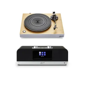 Roberts Stylus Luxe Direct Drive Turntable and Blutune 300 DAB  BT CD USB Sound System Black HiFi Package