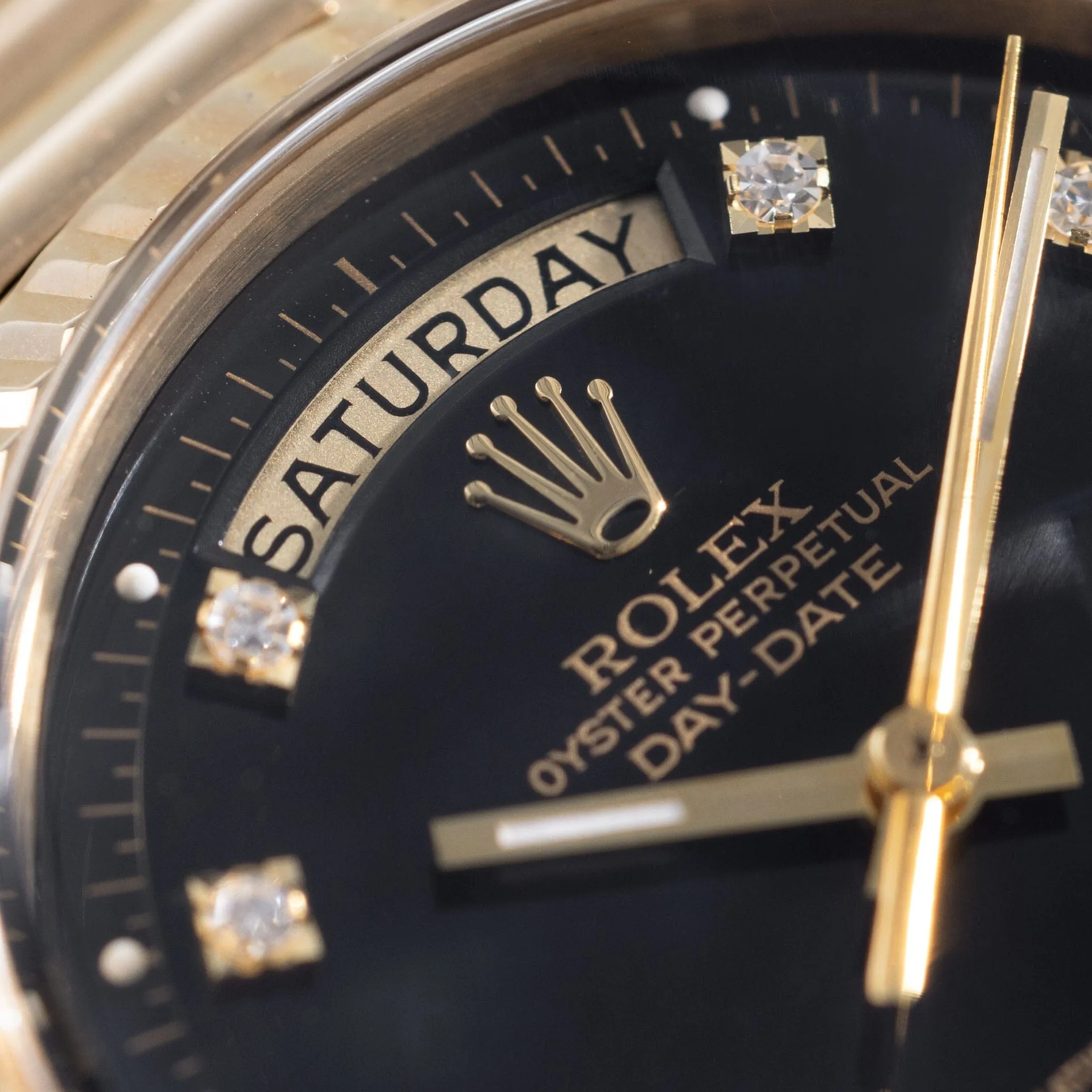 Rolex Day-Date Yellow Gold Black Diamond Hours Dial ref 1803