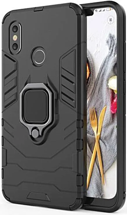 Samsung Galaxy A51 5G Defender Armor Rugged Case with Ring Holder - Black