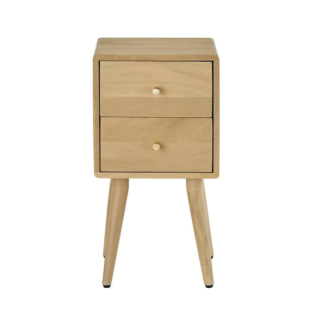 Scandinavian Light Oak Logan Narrow Bedside Table