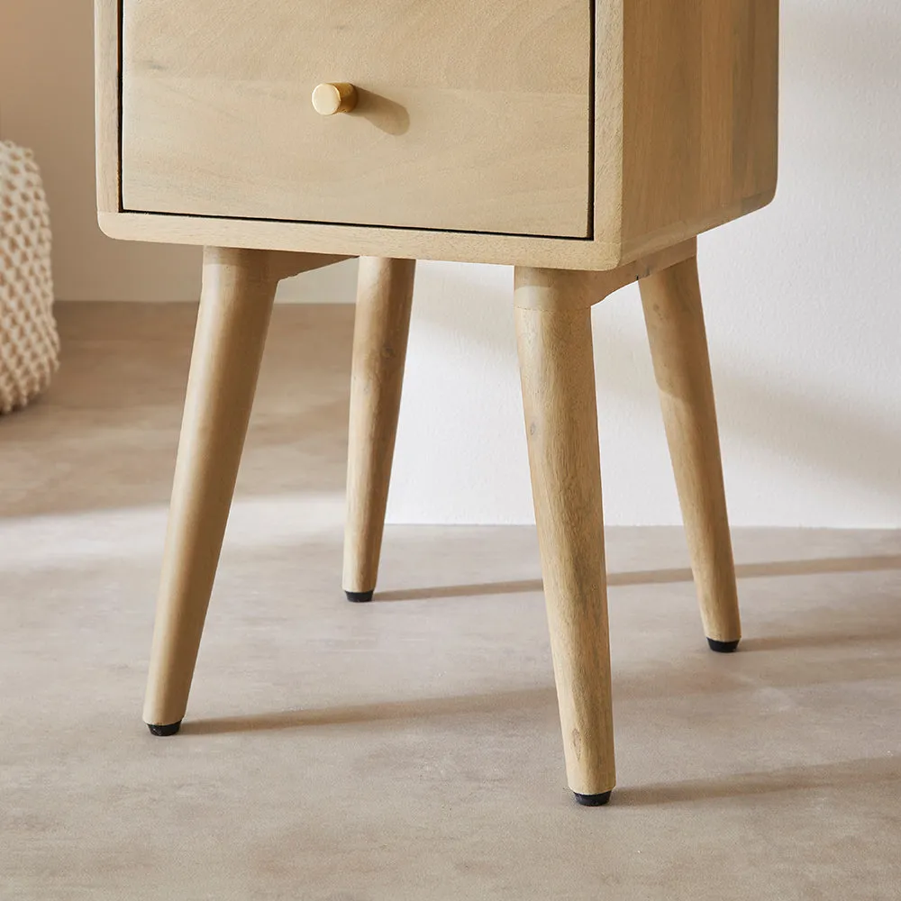 Scandinavian Light Oak Logan Narrow Bedside Table