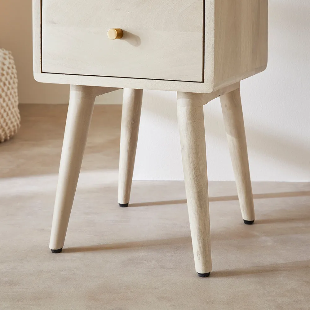 Scandinavian White Oak Logan Narrow Bedside Table