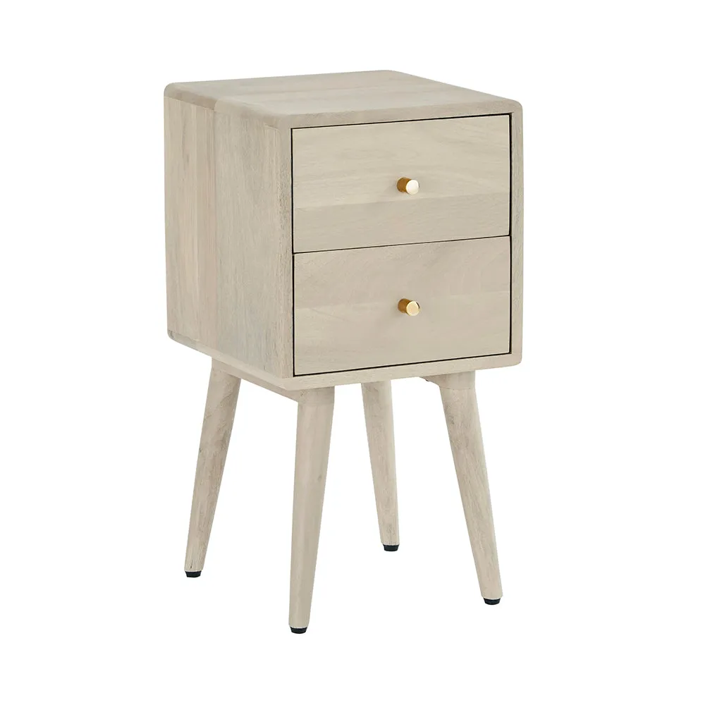 Scandinavian White Oak Logan Narrow Bedside Table