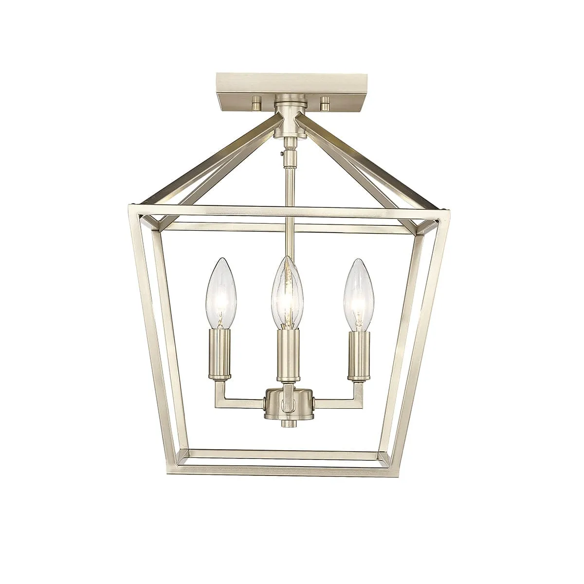 Semi-Flush Mount Fixture - Modern Gold - 12in. Diameter - E12 Candelabra Base