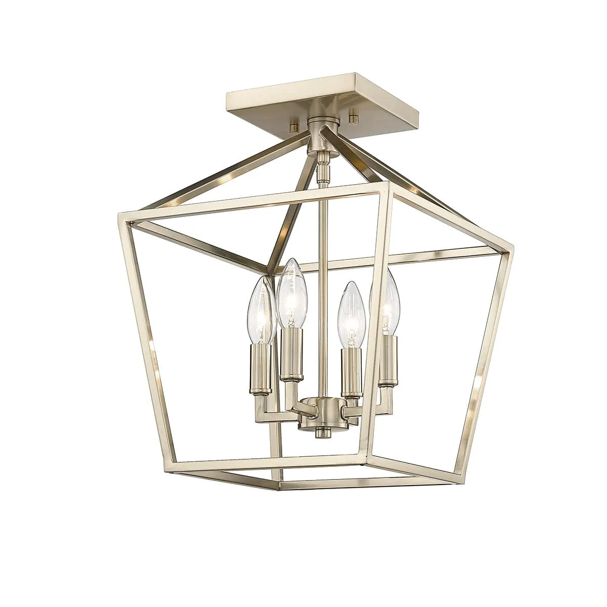 Semi-Flush Mount Fixture - Modern Gold - 12in. Diameter - E12 Candelabra Base