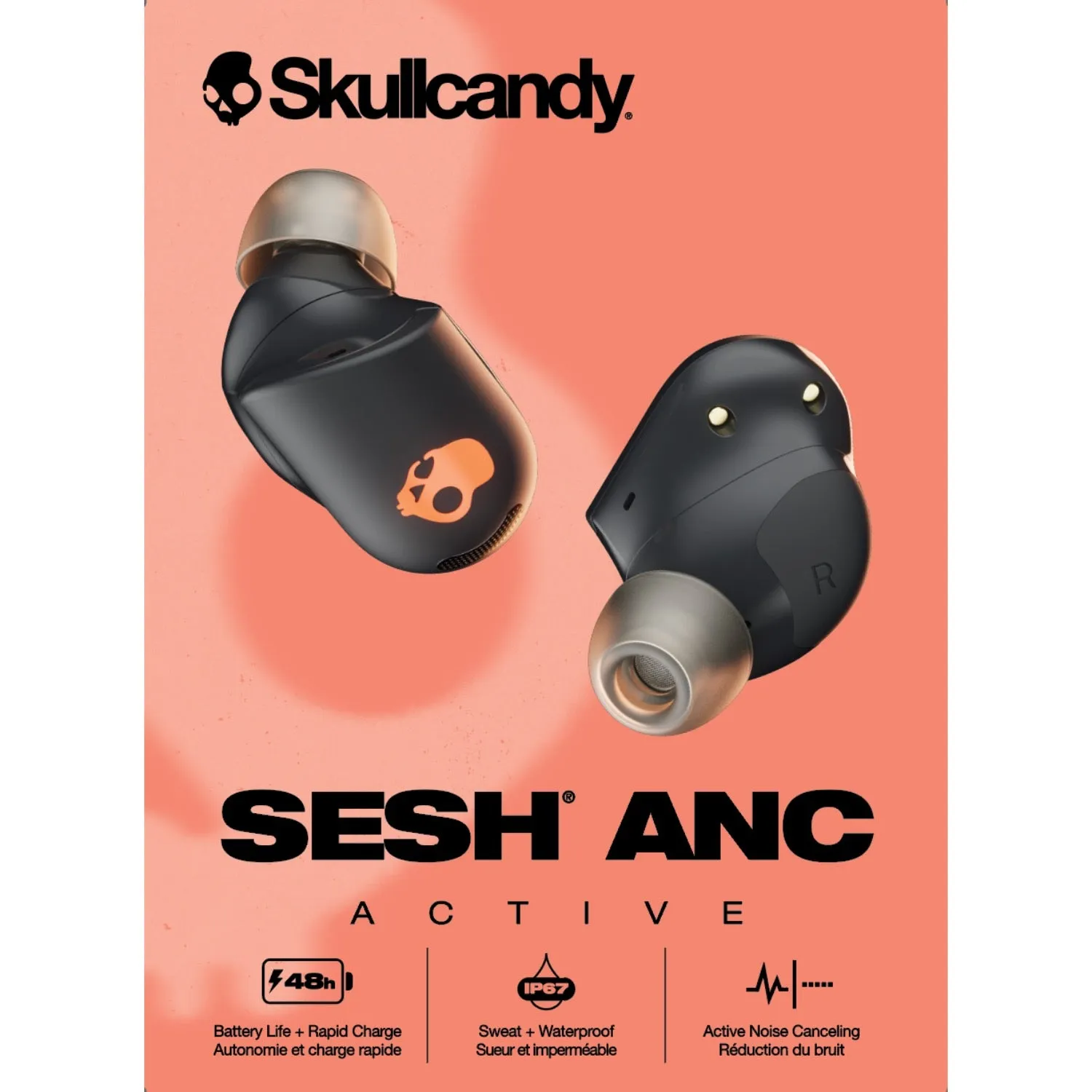 Skullcandy Sesh® ANC Active True Wireless Earbuds - Black/Orange (S2SAW-S749)