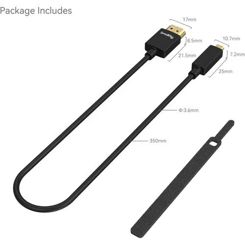 SmallRig Ultra-Slim 4K HDMI Data Cable (D to A) (35cm)