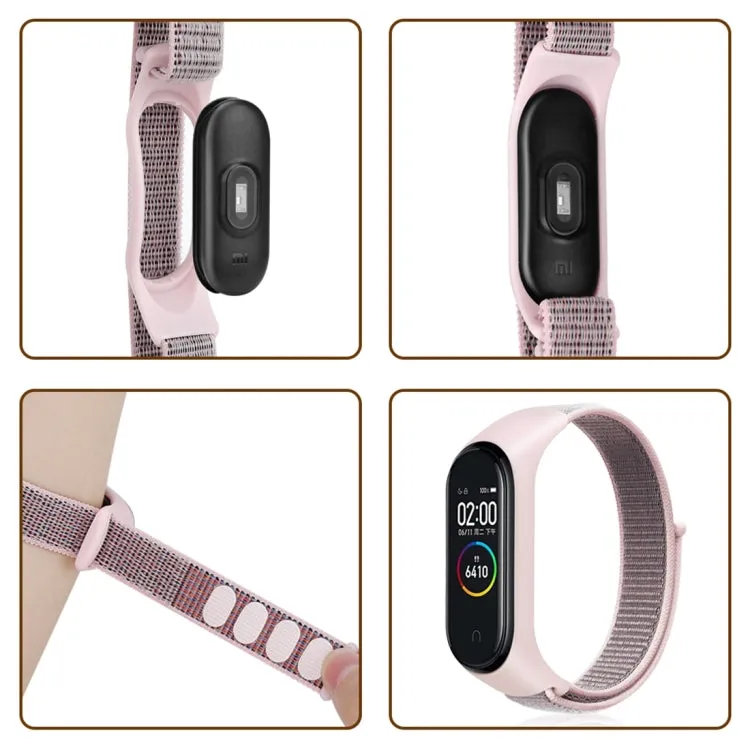 Smart Watch Nylon Woven Watch Band for Xiaomi Mi Band 3 / 4(Pink)