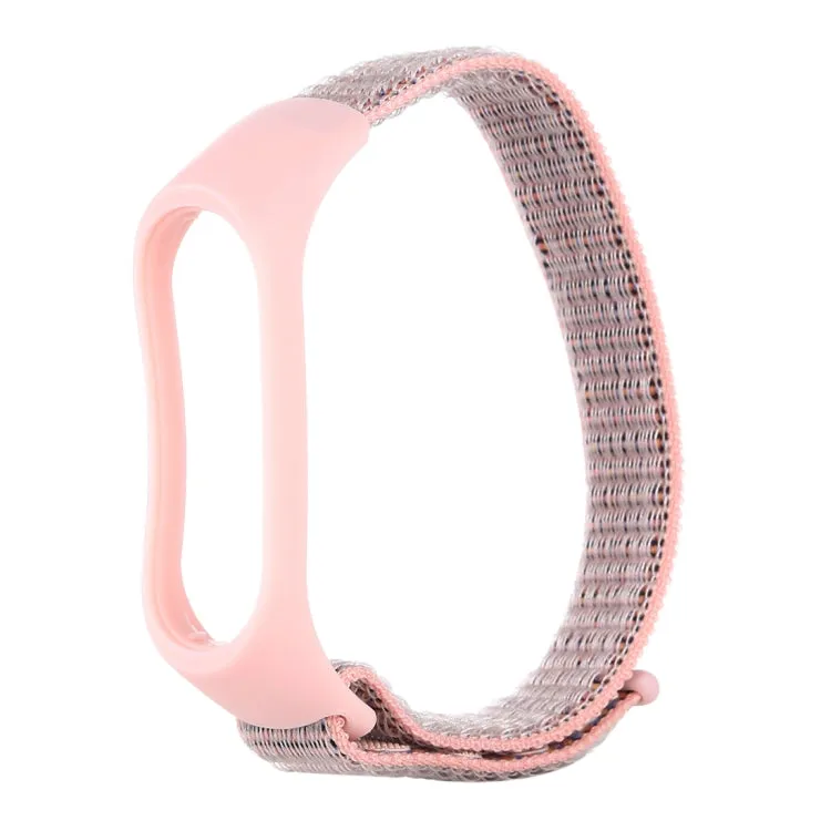 Smart Watch Nylon Woven Watch Band for Xiaomi Mi Band 3 / 4(Pink)