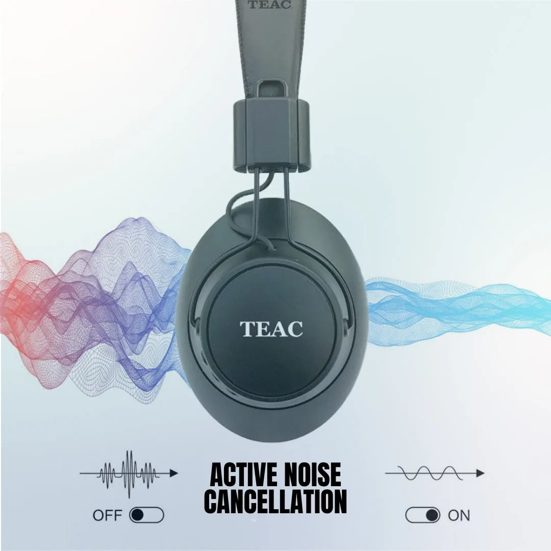 Teac Retro Style Active Noise Cancelling BT Headphones BLUANCM3B