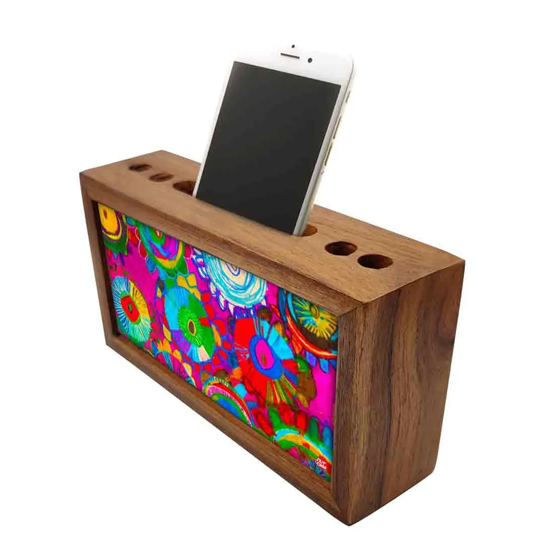 Teak Wood Desk Organiser - Floral Stitch