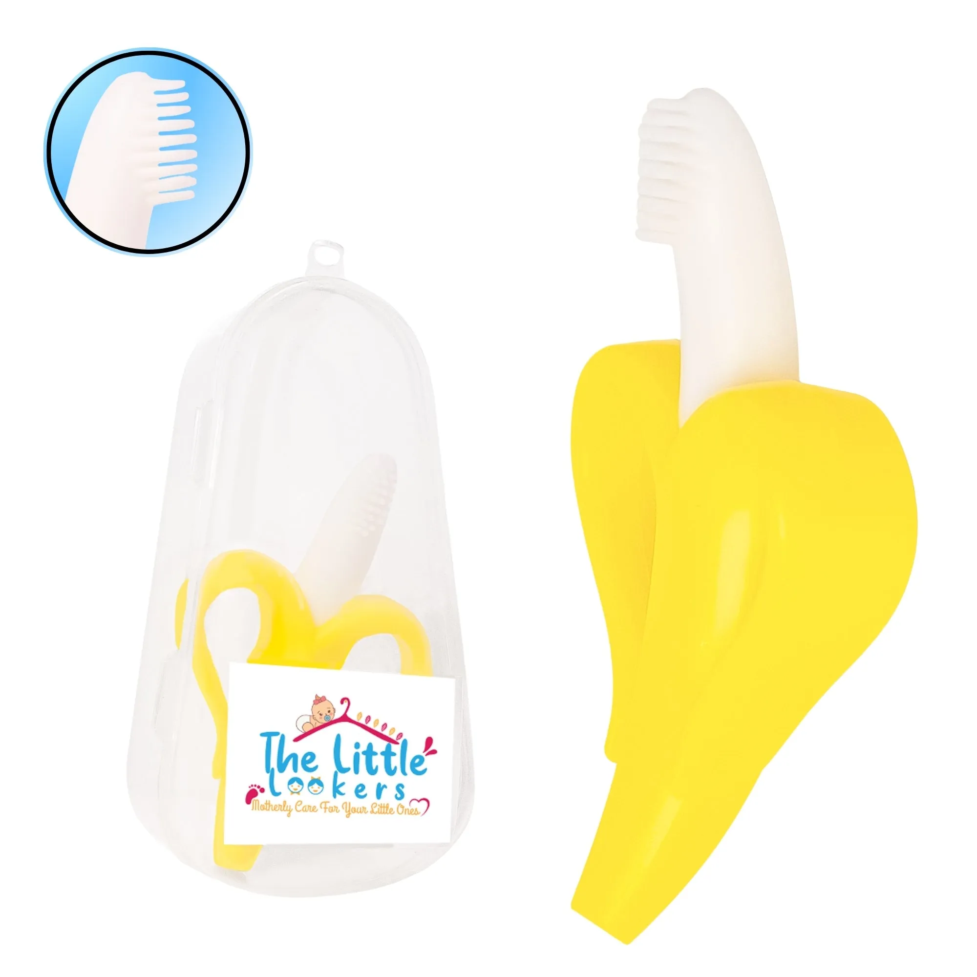 The Little Lookers Single Silicone Banana Shaped Teething Toothbrush/Teether for Baby/Toddlers/Infants/Children