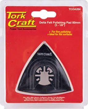 TORK CRAFT QUICK CHANGE  BASE & ARBOR 80MM DELTA FELT POLISHING PAD TCOA204