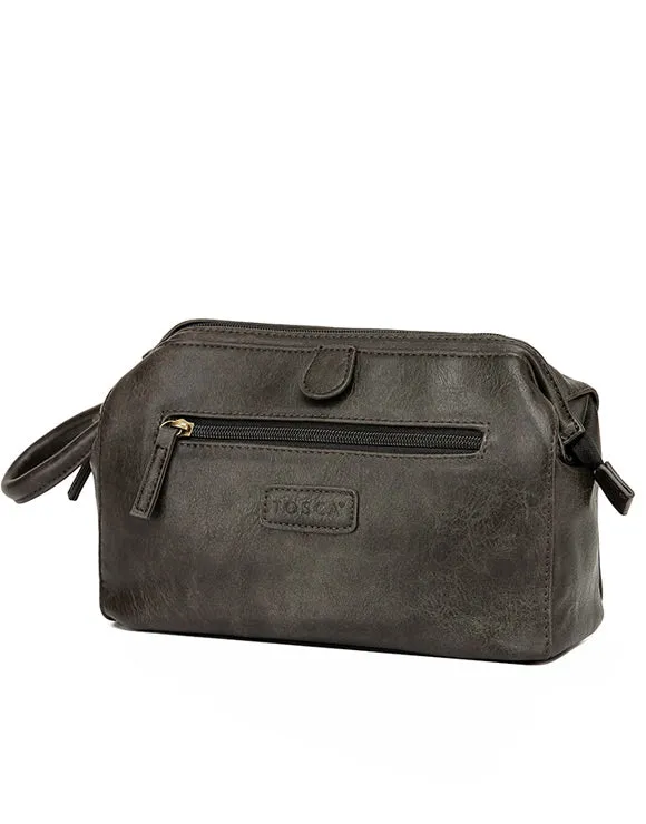 Tosca - VG006 Vegan Leather Wash Bag - Black