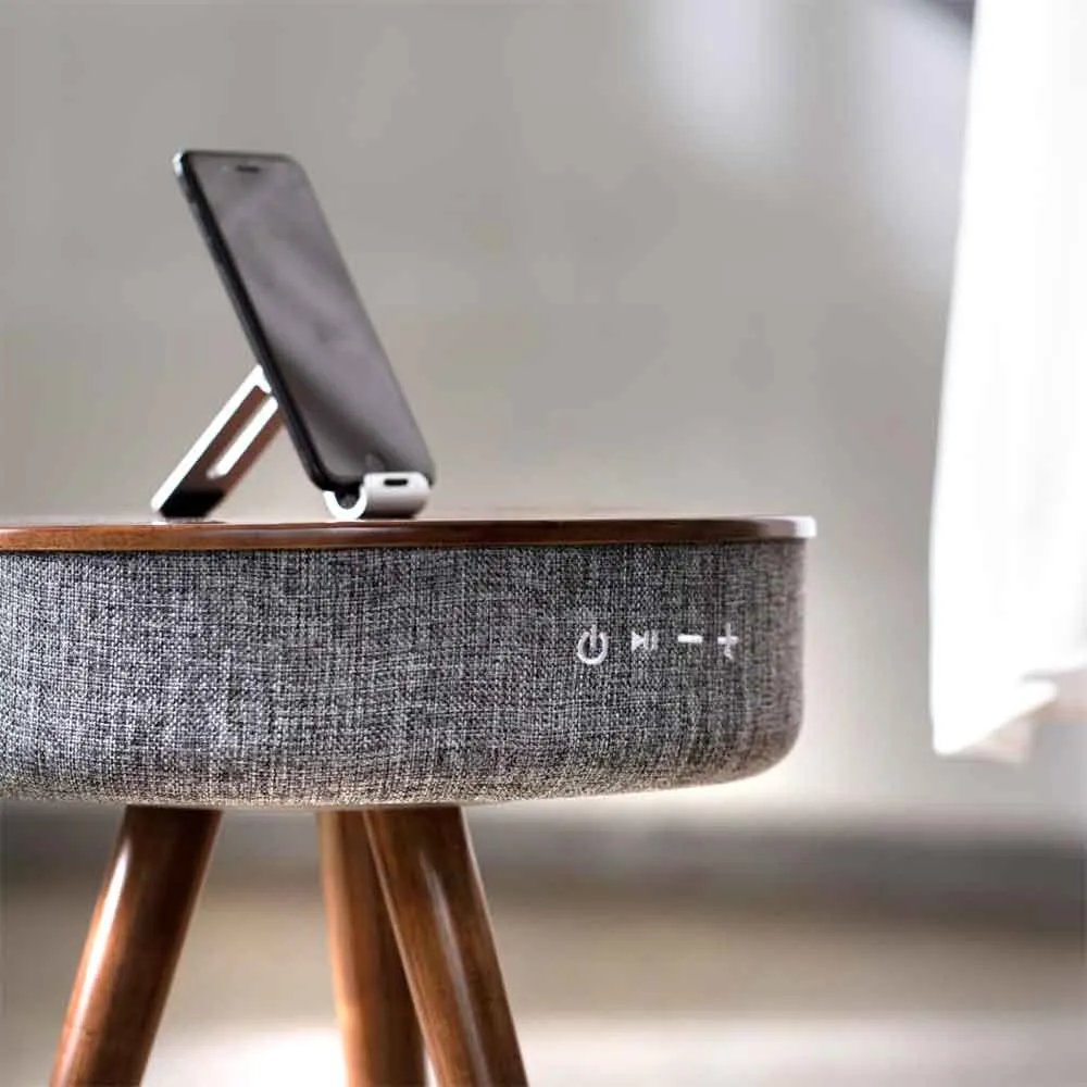 TOUCHDOWN Wireless Charging Table with Speakers - Walnut | Ash | Grey