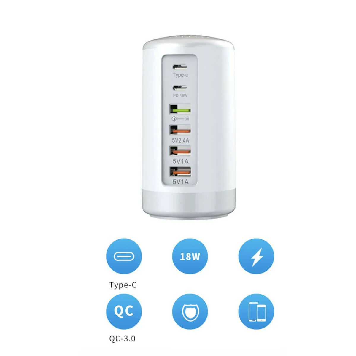 Tower USB With 6 High Speed Charging Ports