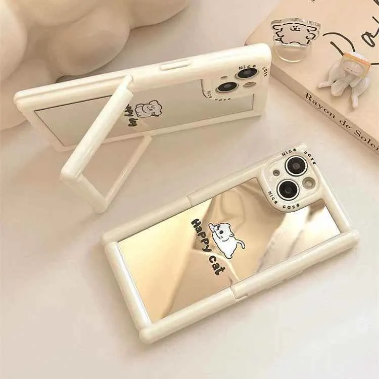 TSP104 Cute Phone Cases For iPhone 11, 12, 13, 14, and 15, Pro Max and 15 Plus - Cartoon Cat Dog Pattern - Invisible Kickstand Holder