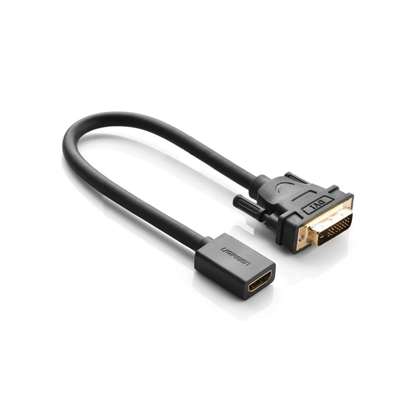 UGREEN 1080P DVI Male to Female HDMI Cable Adapter with Bi-Directional Data Transfer (22 cm) | 20118