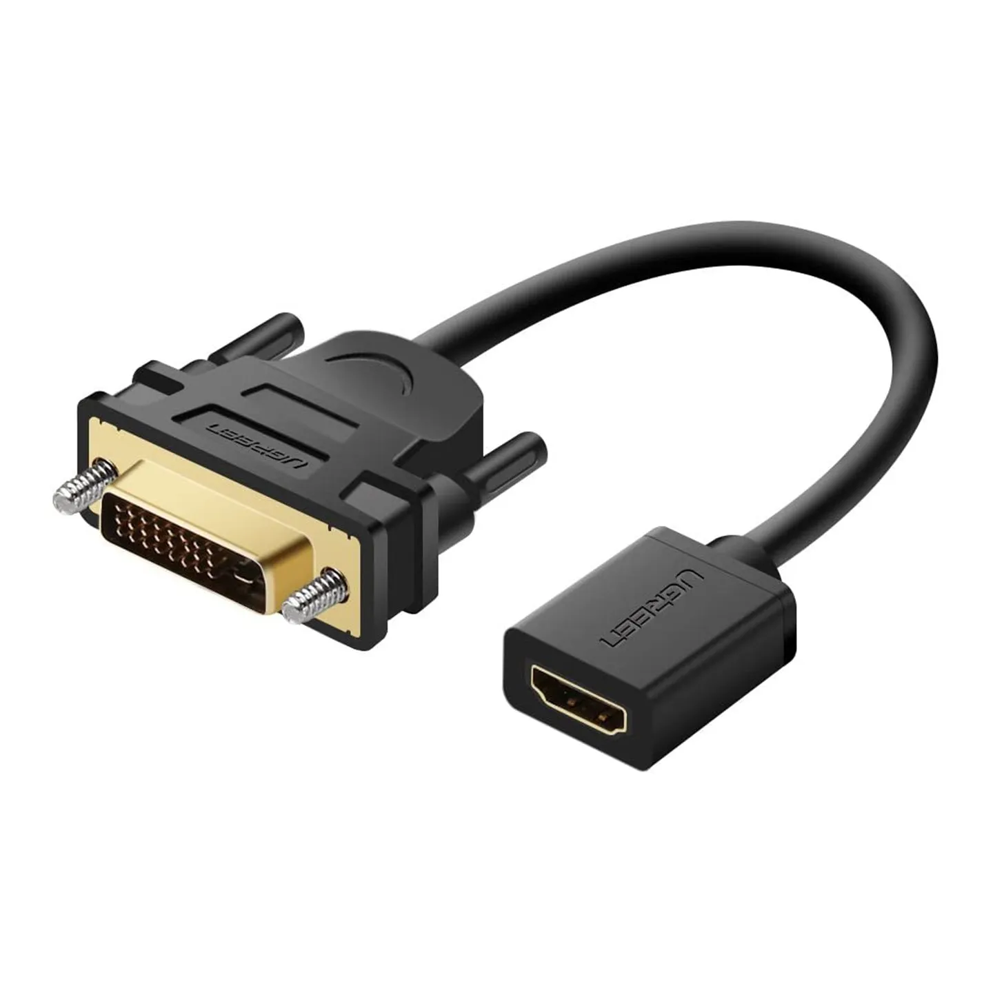 UGREEN 1080P DVI Male to Female HDMI Cable Adapter with Bi-Directional Data Transfer (22 cm) | 20118