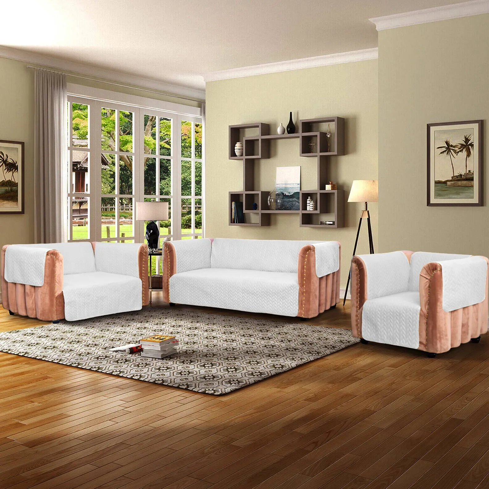 Ultrasonic Quilted Sofa Cover Set Silver