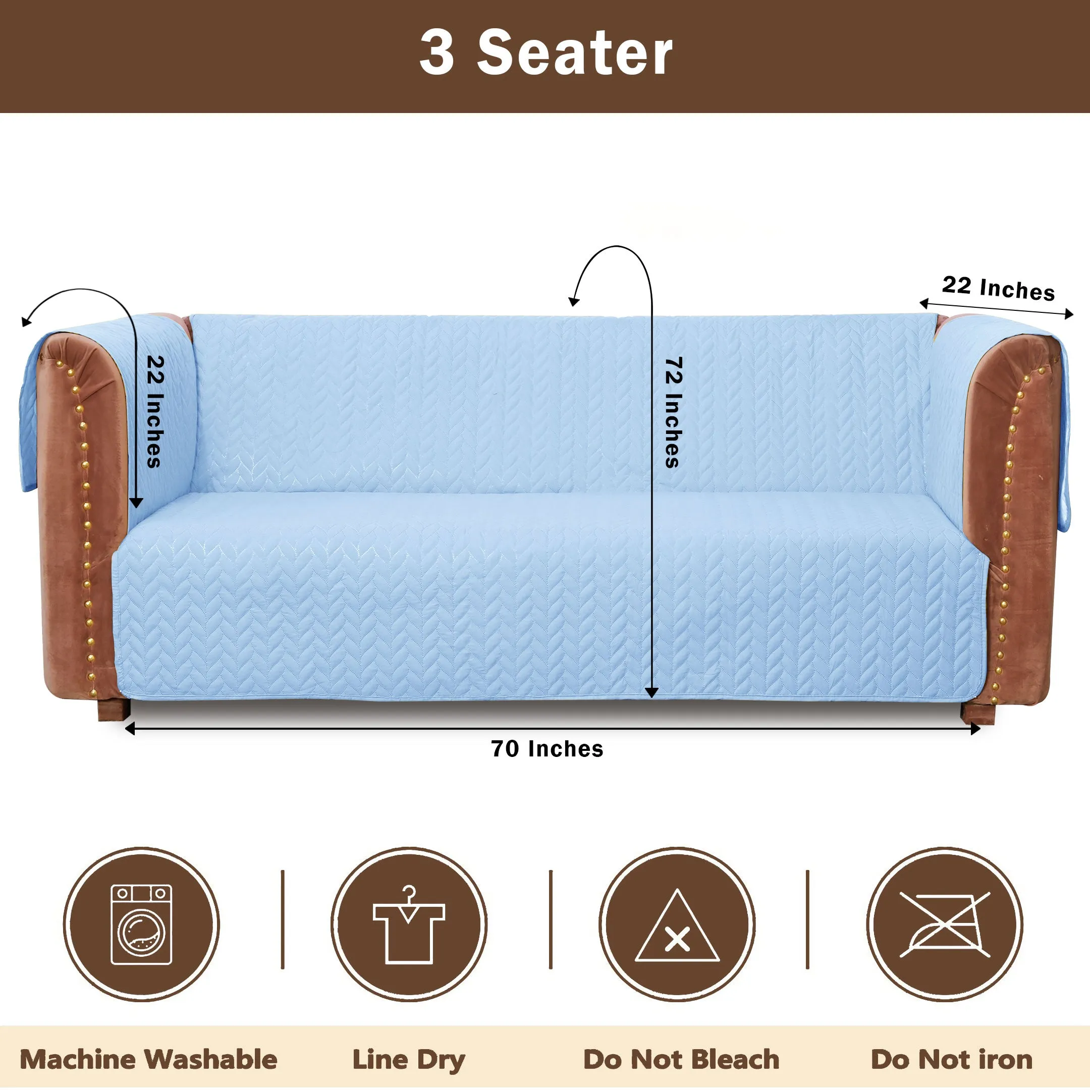 Ultrasonic Quilted Sofa Cover Set Sky