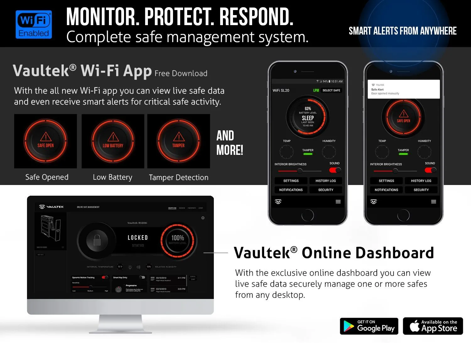 Vaultek NSL20 WiFi Full-Size Rugged Slider Pistol Safe