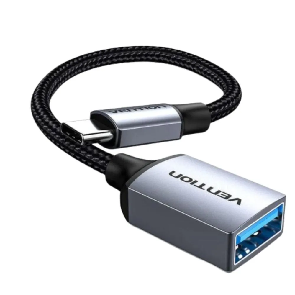 Vention USB-C to USB-A 3.0 Female Nylon Braided OTG Data Cable with High-Speed 5Gbps Transmission Speed for Smartphones, Tablet, Laptops, Desktop Computer