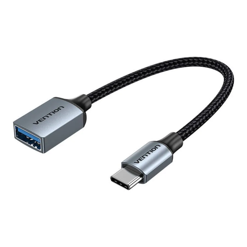 Vention USB-C to USB-A 3.0 Female Nylon Braided OTG Data Cable with High-Speed 5Gbps Transmission Speed for Smartphones, Tablet, Laptops, Desktop Computer