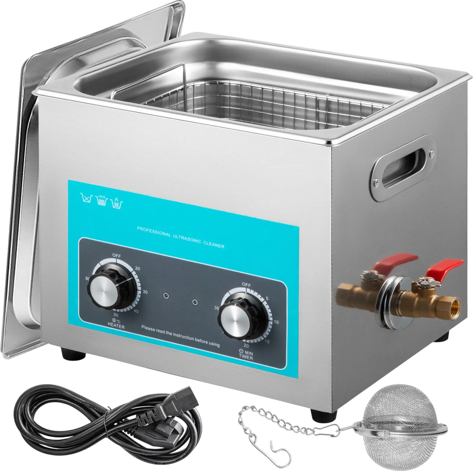 Vevor Ultrasonic Cleaner 15L Stainless Steel Knob Control with Heater and Timer New