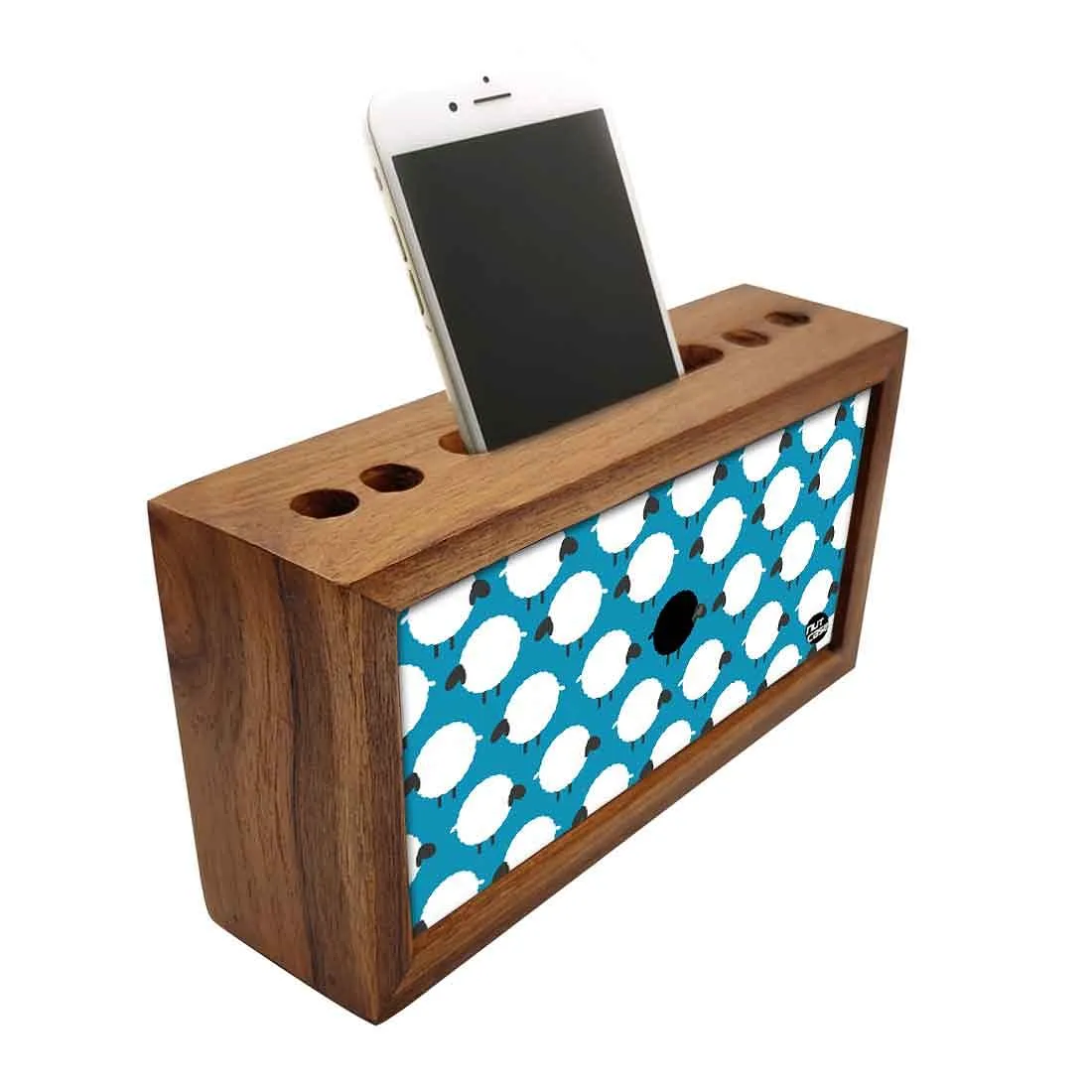 Wooden desktop organiser Pen Mobile Stand - Black Sheep