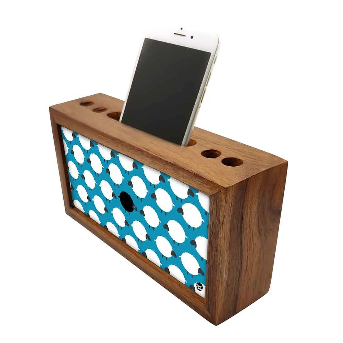 Wooden desktop organiser Pen Mobile Stand - Black Sheep