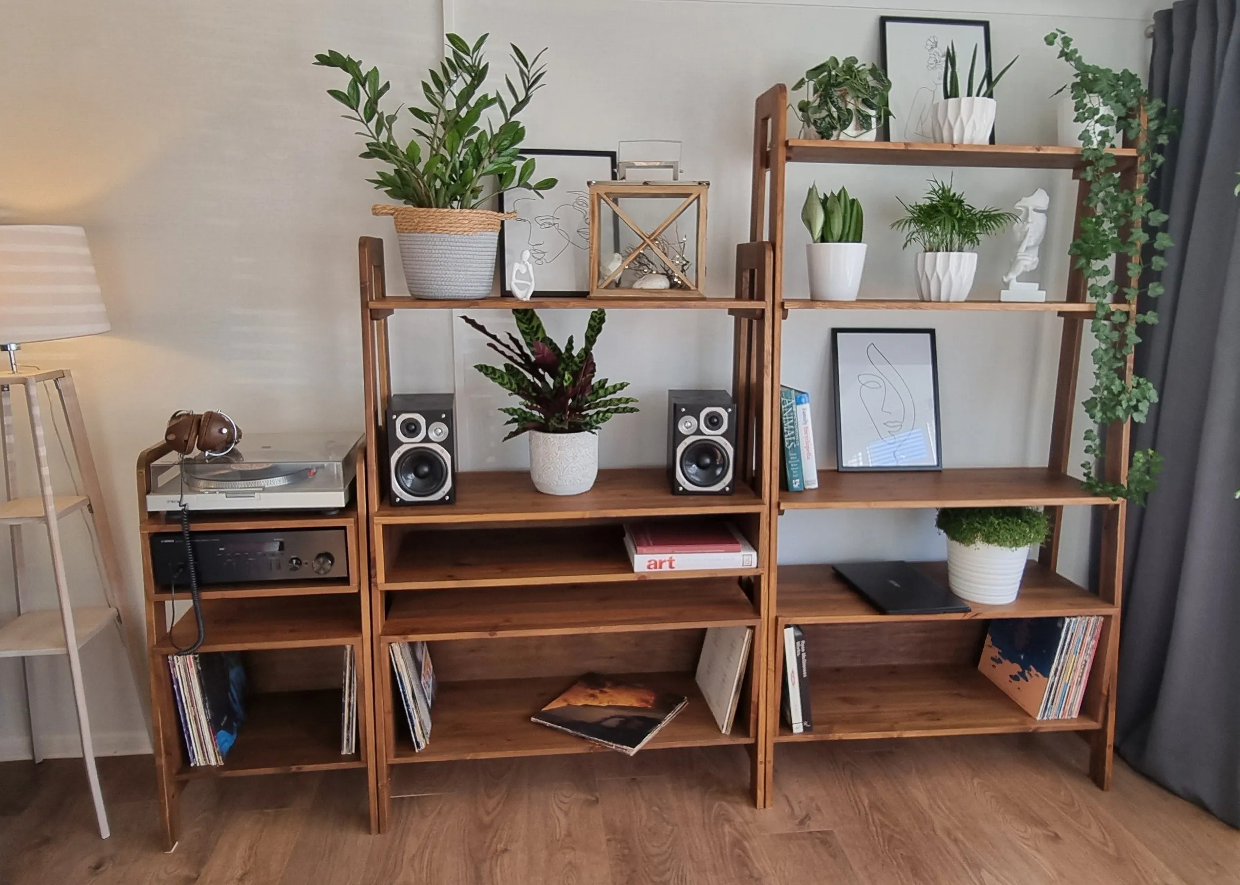 Wooden Free Standing Shelving, Mid-Century Shelving, Unit with Storage Space