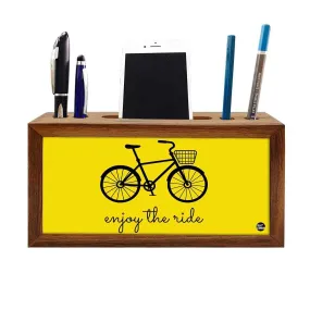 Wooden Stationery Organiser Pen Mobile Stand - Enjoy The Ride