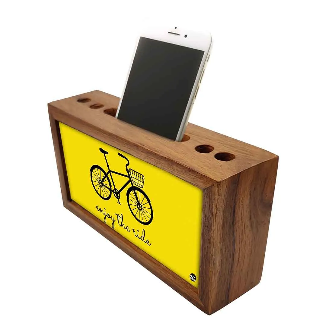 Wooden Stationery Organiser Pen Mobile Stand - Enjoy The Ride