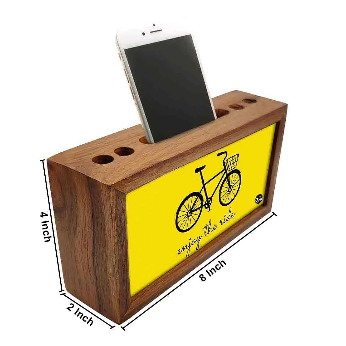 Wooden Stationery Organiser Pen Mobile Stand - Enjoy The Ride